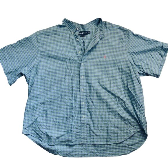 Ralph Lauren 4XB Tartan Plaid Shirt Pink Pony Short Sleeve Button Down Classic - Picture 6 of 9